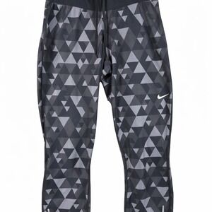 Nike Womens Cropped Leggings Gray Geometric Print Just Do It Athletic Pants Size
